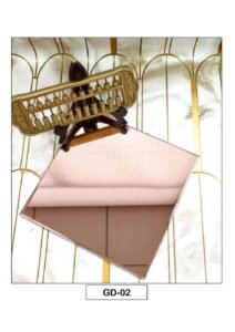 rose gold decorative sheet with a subtle embossed pattern displayed on a sample board.