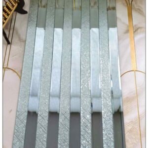 silver textured decorative wall panel with reflective vertical strips